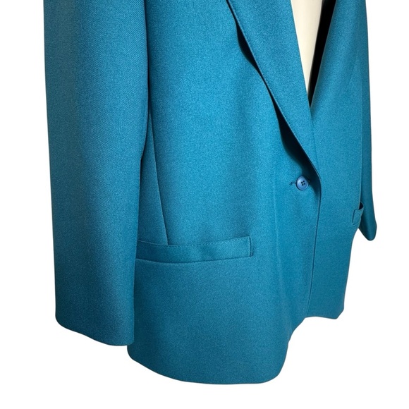 Bend Over Levi Strauss & Co Women's Size 18 W Teal Blazer 1 Button Vintage - Picture 5 of 11